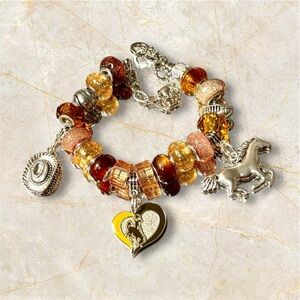 University Of Wyoming Cowboys Inspired Charm Bracelet NCAA